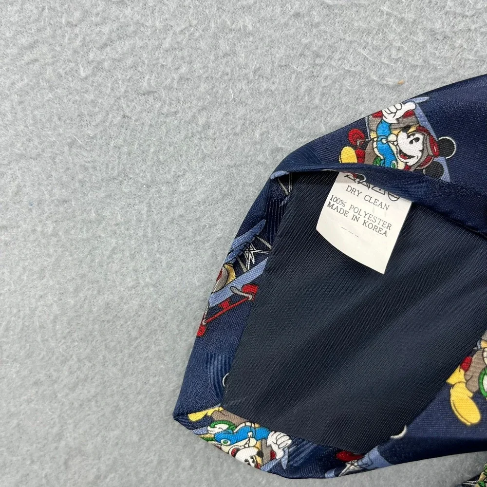 Kum Kwang Mickey Mouse Aviator Pilot Airplane Navy Blue Mens Novelty Tie